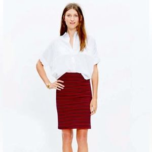 Madewell red and navy striped skirt